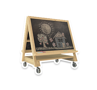 Sticker graphic representing Easel on Wheels